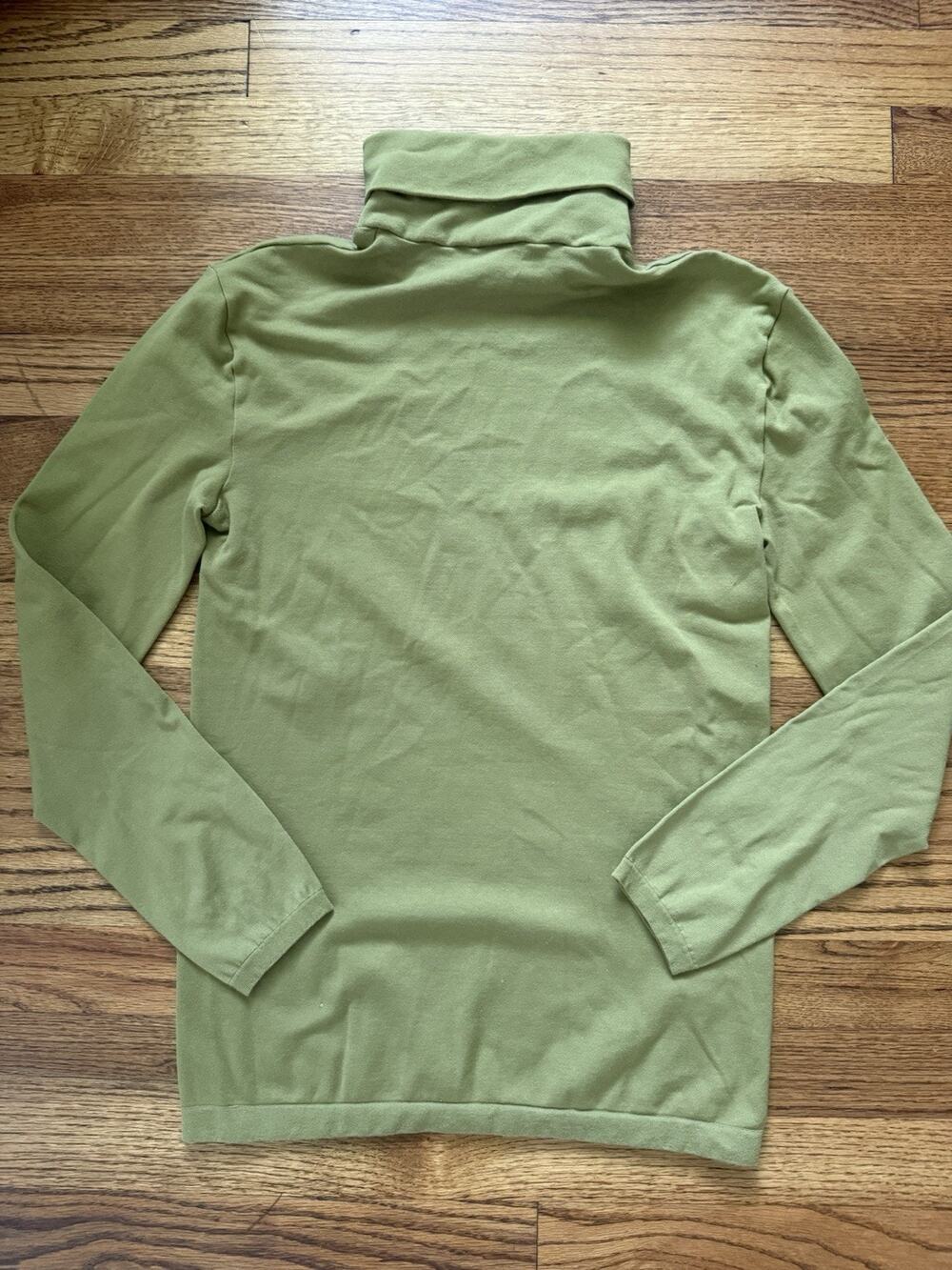 Wolford Cotton Velvet Turtleneck Sweater Olive Green Size L